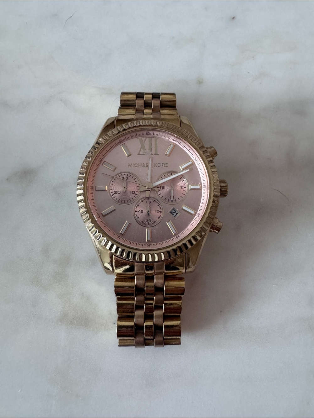 Michael Kors Rose Gold and Pink Dial Bracelet Watch